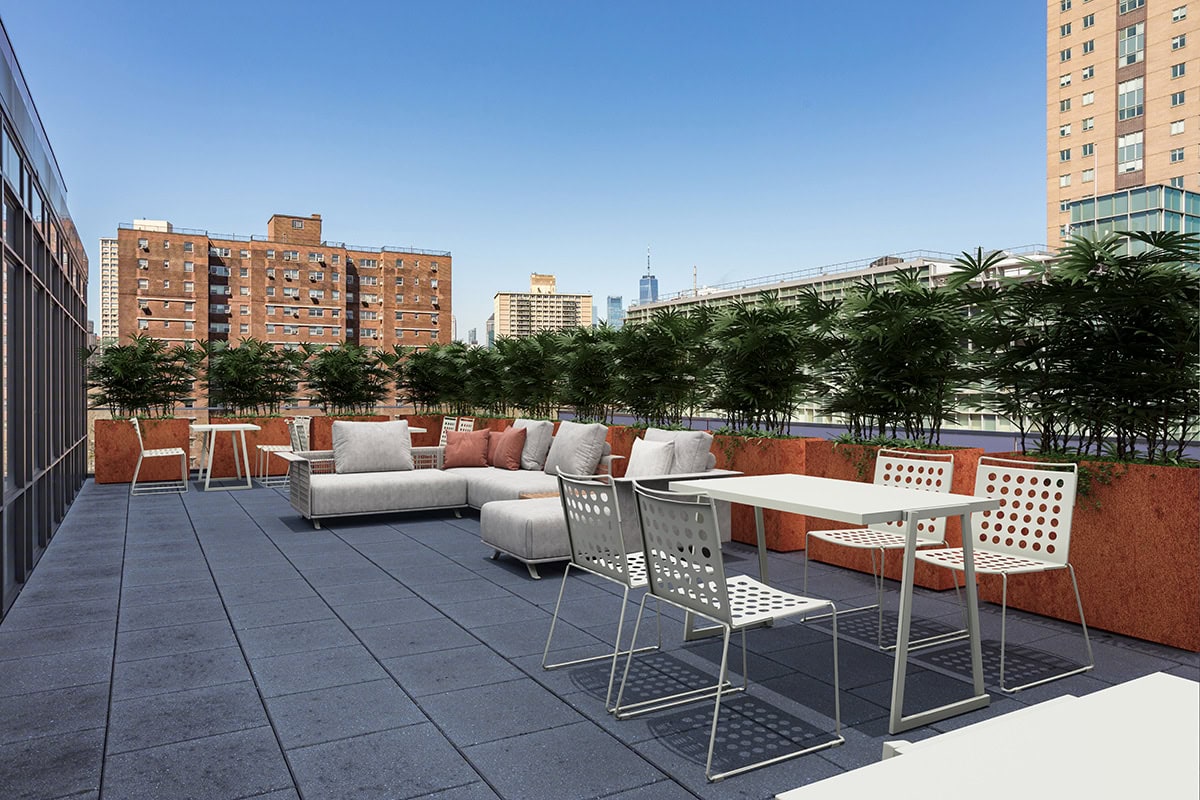 Outdoor rooftop patio at Elevate Point
