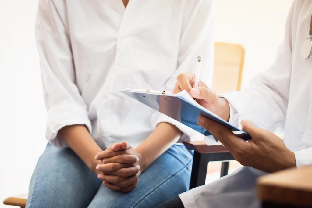 A person participates in depression treatment.