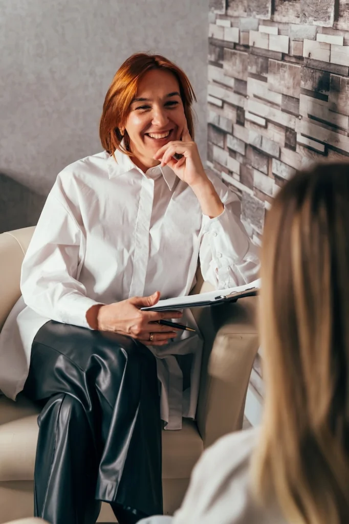 A person participates in therapy for PTSD.